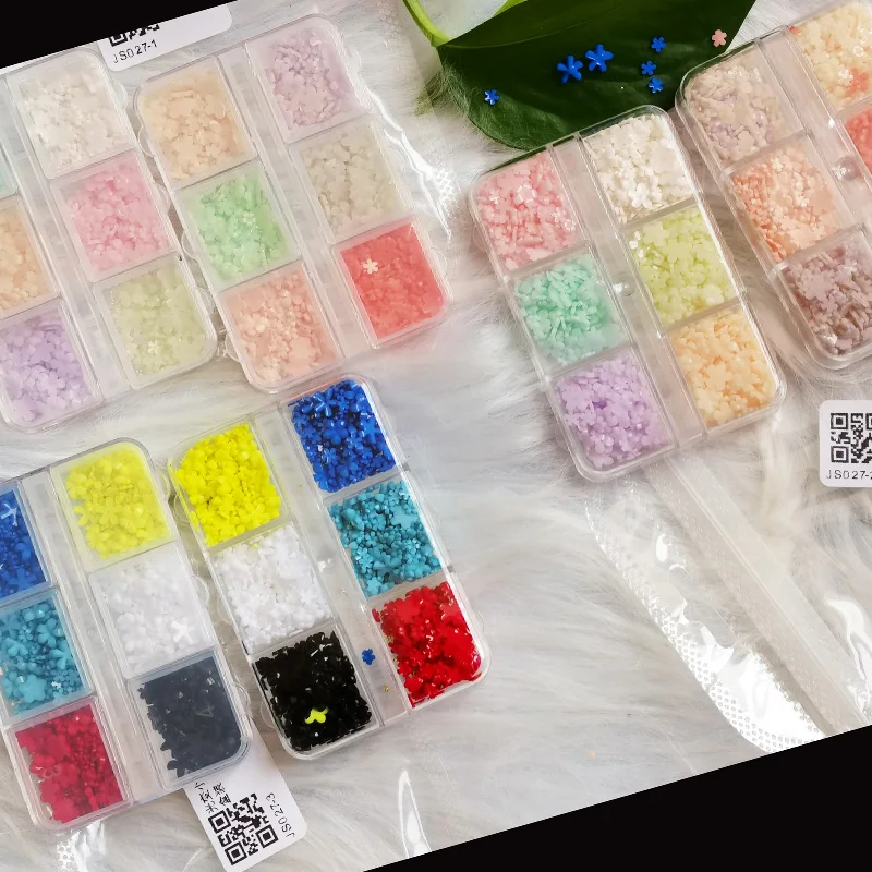 

3mm+6mm Color-Changed Acrylic Flowers Nail Art Decor,UV Sensitive Floret Moca Nail Jewelry Mini White Flowers Nail Accessories #