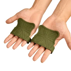 Unisex Breathable Anti - Slip Leather Weight Lifting Gloves (Army Green)