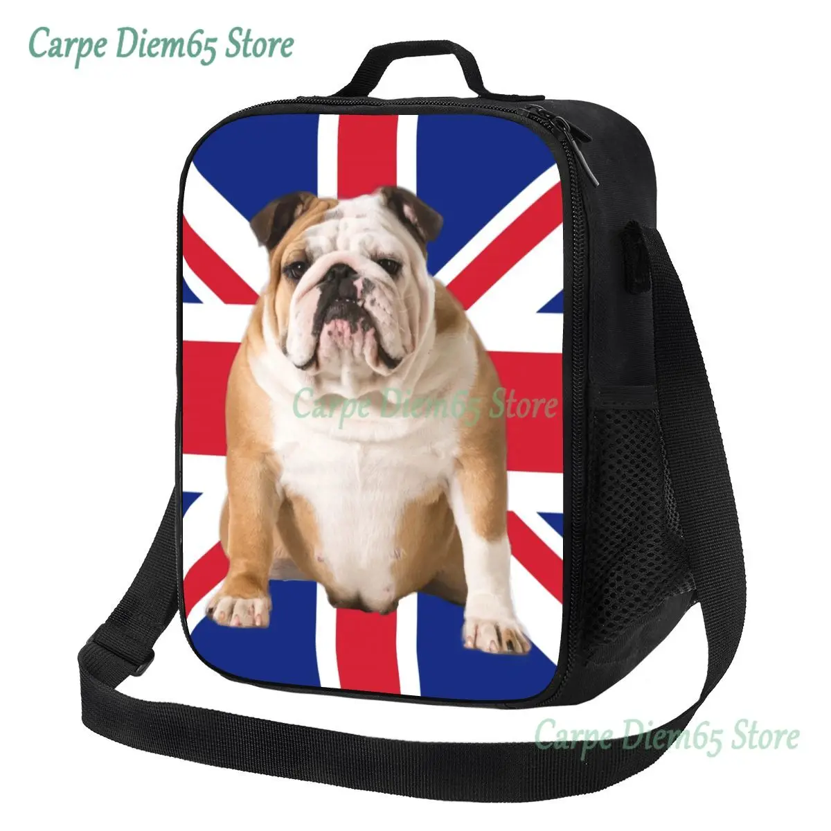 

Union Jack English Bulldog Insulated Lunch Bags for Work School British Flag Patriotic Dog Leakproof Thermal Cooler Lunch Box