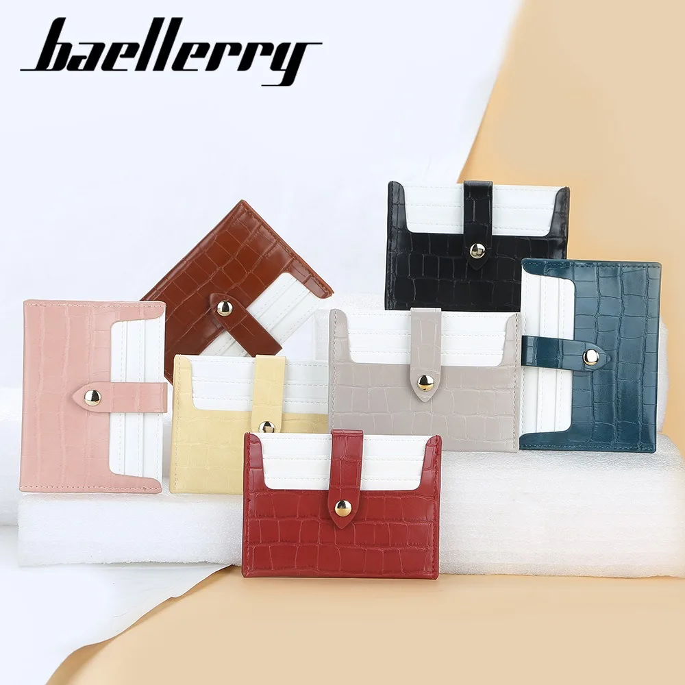 Cute Candy Color Card Wallet - Baellerry Pu Leather Mini Organizer with 3 Slots (Rainbow Collection, Keychain Hole)
