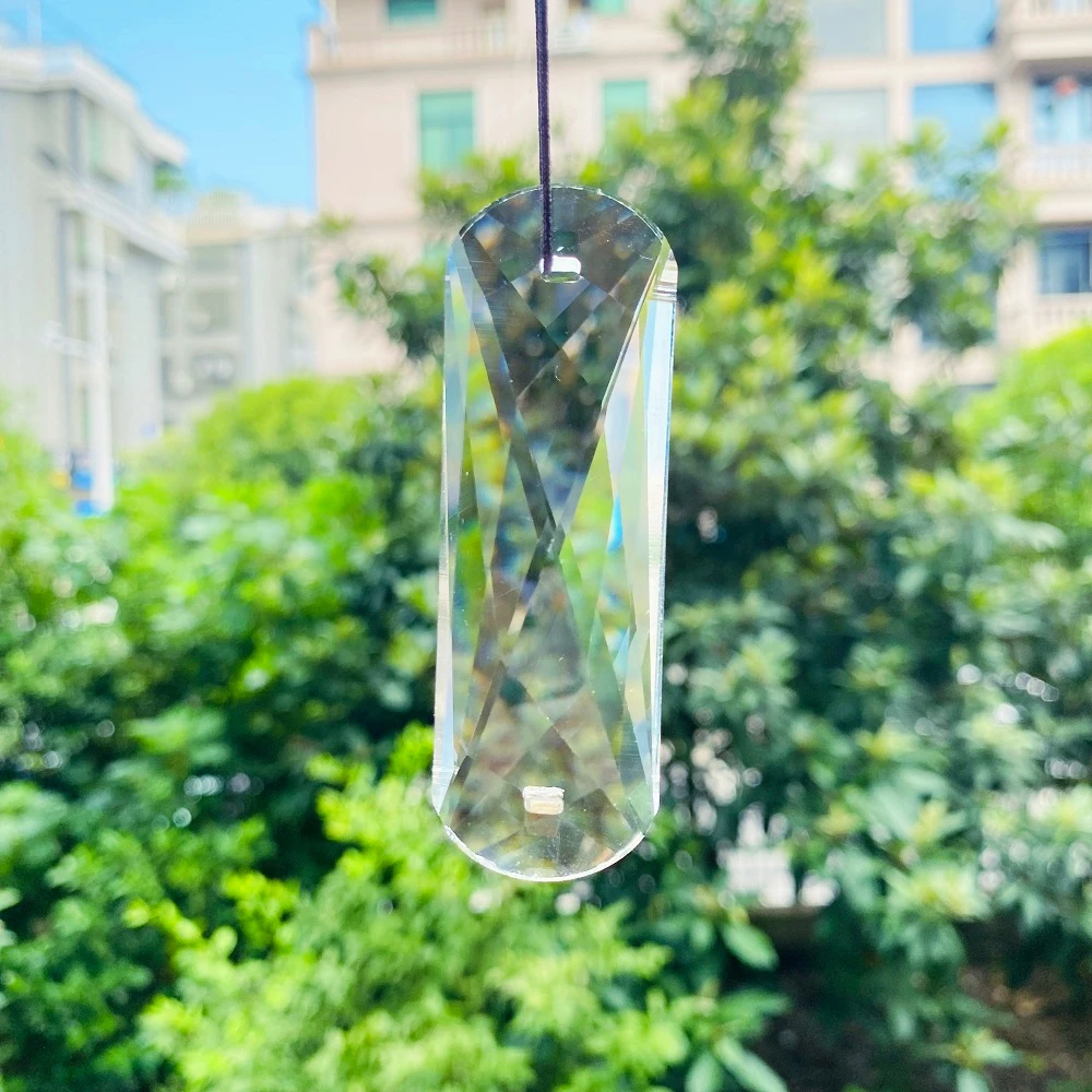 Rideau de guirlande de lustre en cristal, fait à la main, perle octogonale  transparente de 130MM, prisme suspendu en verre, fournitures attrape-soleil  - AliExpress