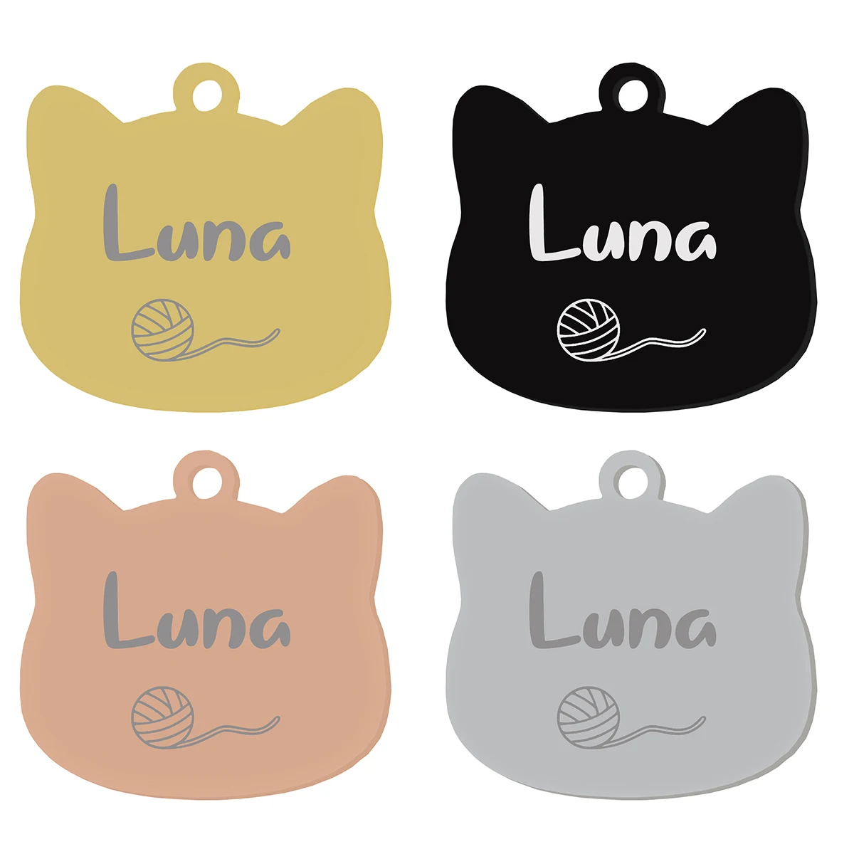  Stainless Steel Cat Name Tag Custom ID Cute Pet Pendant Engraved Keyring Accessories Personalized  Nameplate 5