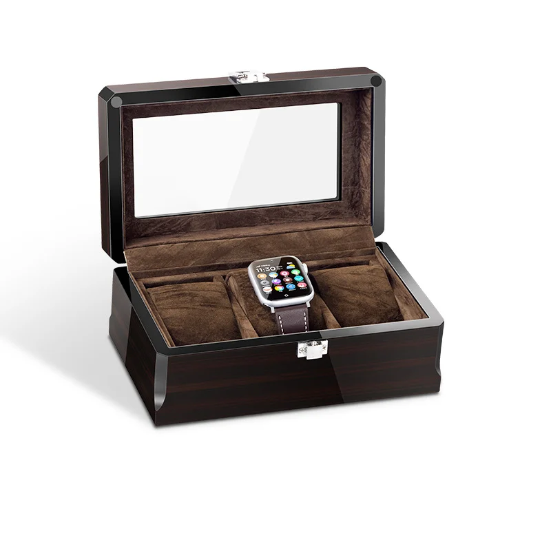 

3-Bit Wooden Watch Box Storage Rectangle Watches Organizer Display Box Package Case Glass Cabinet Luxury Wood Casket For Watches