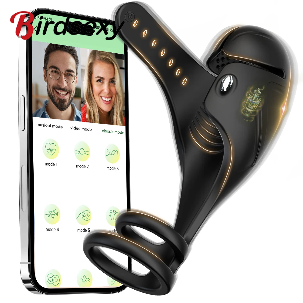 Penis Trainer Vibrator Cock Ring Male Masturbator Adjustable Glans Stimulator Massager Adult Sex Toys for Men APP Remote Control male masturbator
