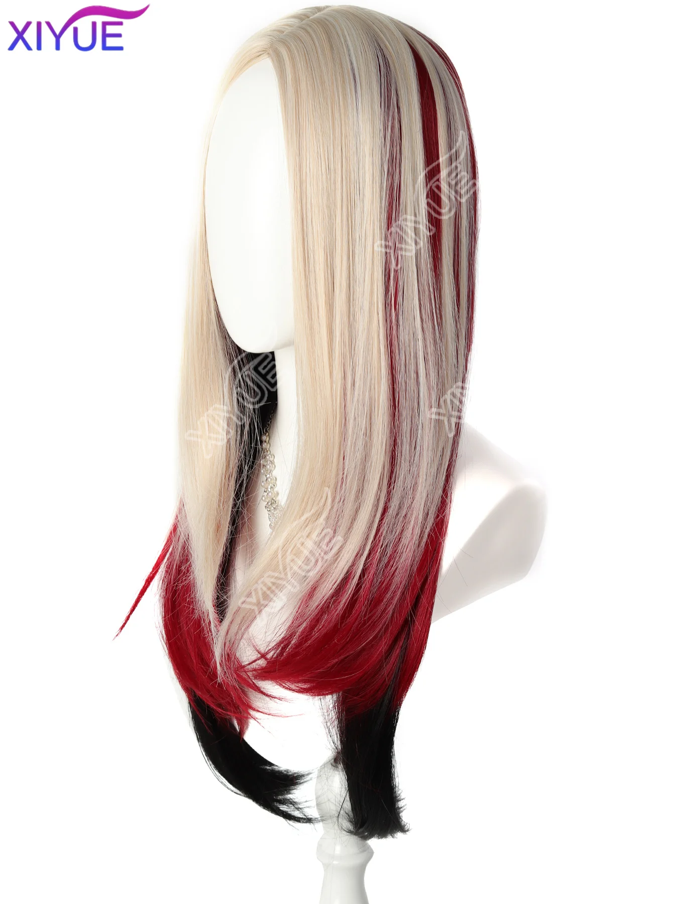 XIYUE Synthetic for Women Long straight hair Natural Black red Brown grey Wig with Heat Resistant Fashion Natural Daily Party