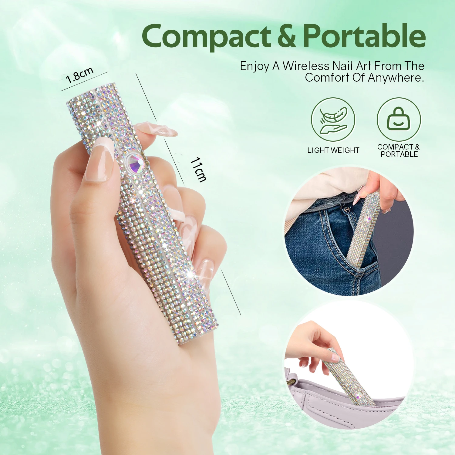 Handheld UV LED Nail Lamp Portable Mini Nail Light for Fast Curing Gel Nail Polish USB Nail Dryer for Home DIY Manicure Nail Art 6