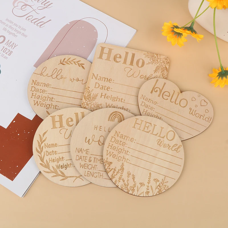 

Wooden Baby Milestone Card Newborn Monthly Growth Recording Cards Baby Birth Commemorative Cards Photography Props