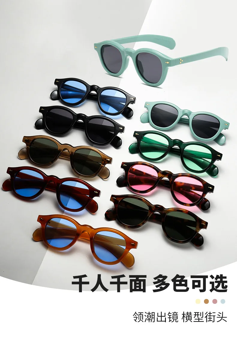  BOYSEEN Vintage Nieten Sonnenbrille Mit Dicken Rahmen Männer Mode Trend Hiphop Stil Brillen Runde Retro UV400 – Detail 3