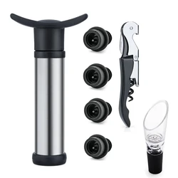Vacuum Wine Preserver and Aerator with Black Silicone Stopper Caps (Set 2)