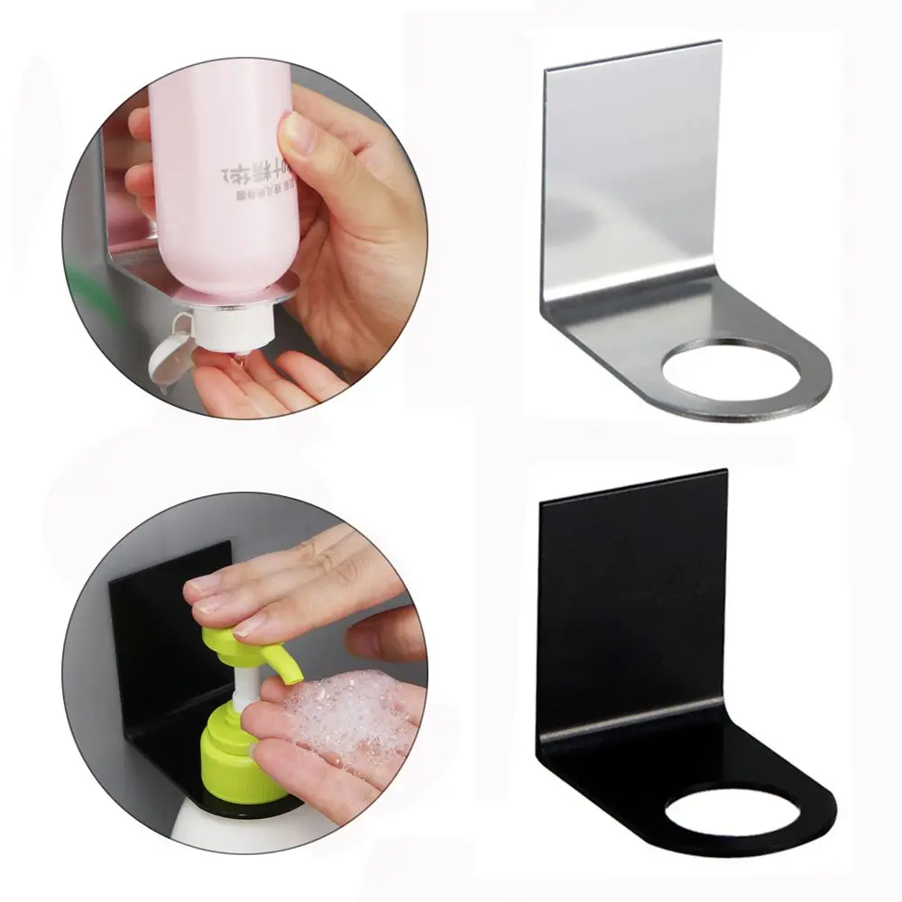 1Pc Wall Mounted Soap Bottle Holder Free of Punch Metal Hook Stainless Steel Bottle Hanger Stand Traceless Kitchen Supplies