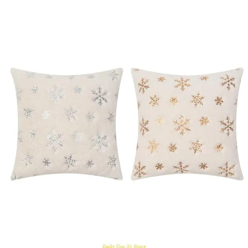 

Snowflake Print Cushion Cover Sofa Couch Decor Pillow Cover Winter Pillowcase