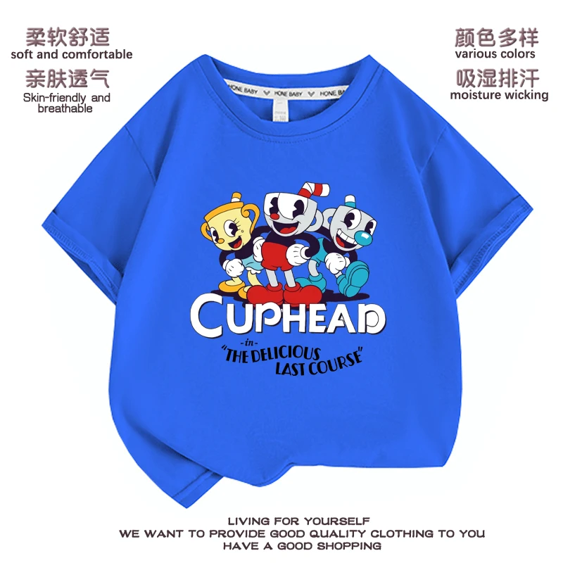 

New Cuphead Mugman Kids T Shirt Anime Print Girls Funny Clothes Boys Children Tops Tshirts Men Women Streetwear Tee Shirts