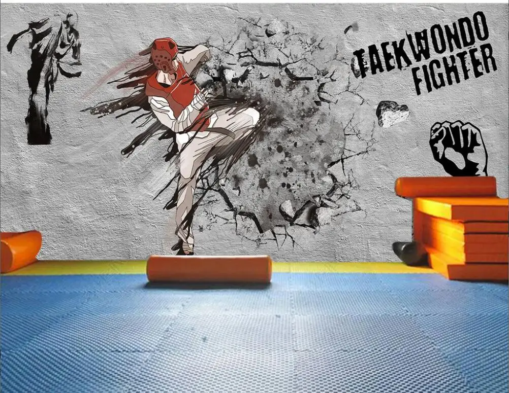 Wall Mural Peel and Stick Large-Scale 3D Personality Creative Taekwondo  Boxing Yoga Martial Arts Gym Background Removable Self-Adhesive Wallpaper  96x66 : : Home Improvement