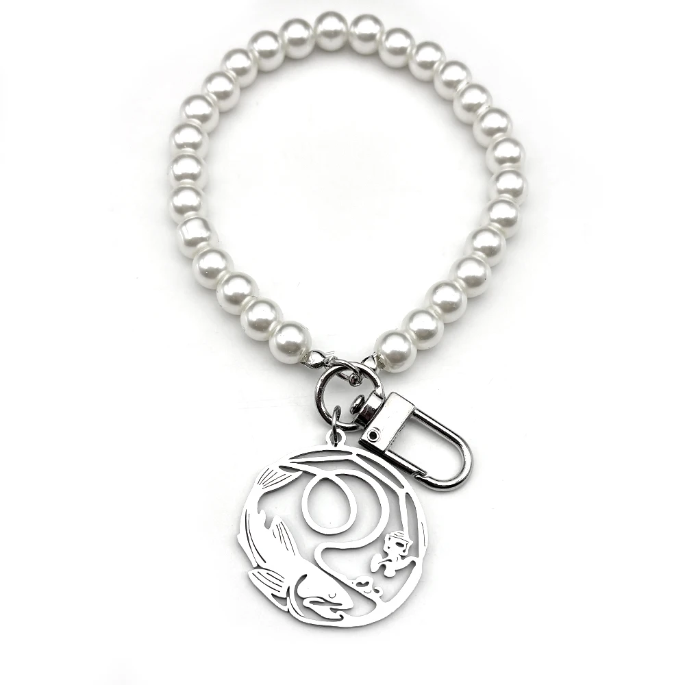 Schwimmen Angeln Nette Schlüssel Ring Für Männer Frauen Edelstahl Silber Farbe Perle Sport Weibliche Tasche Hängen Schlüsselhalter Schmuck – Detail 7