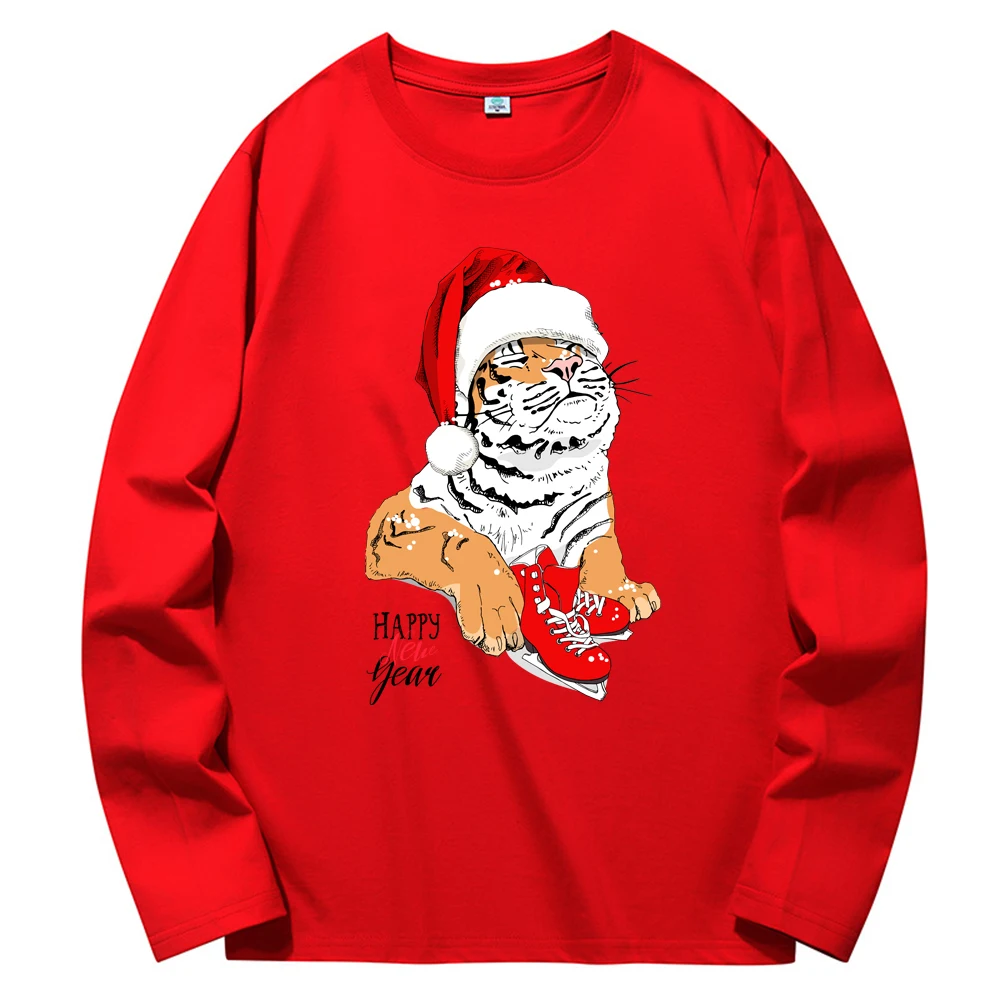 

2022 Christmas Men T-Shirts Running Harajuku Casual T Shirts Long Sleeve Mens Hip Streetwear Loose Top Tees Printing Clothing