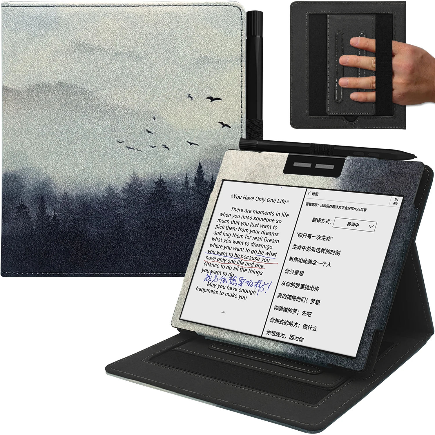GAUGGER Doppelständer-Gehäuse für Bigme B751C Color / Bigme B751 E-Reader-Abdeckung mit automatischer Sleep&Wake/Double Hand Strap – Detail 1