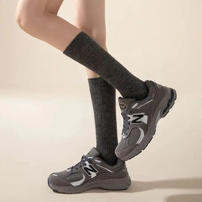 Knee High Socks Soft Wool Women Autumn Winter Cashmere Solid Knitted Skinny Casual Fluffy Warm Thicken Girls