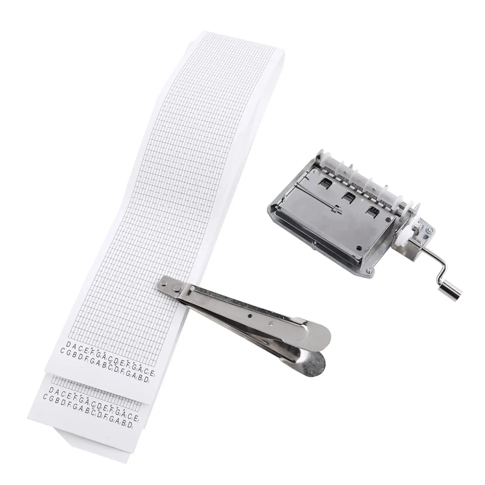 DIY 30-Note Hand Crank Music Box Movement Kit-Zinc Alloy & Paper Strips for Songs