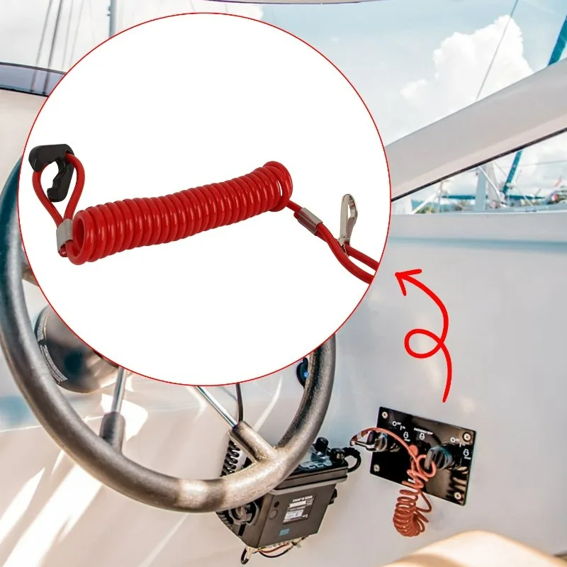 Boat Engine Kill Stop Switch Emergency Stop Switch Safety Lanyard Rope for Motorboat Outboard Motors Boat Safety Equipment