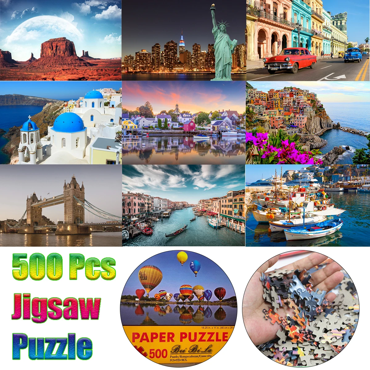 

500 шт., бумажные пазлы-картинки для детей и взрослых
