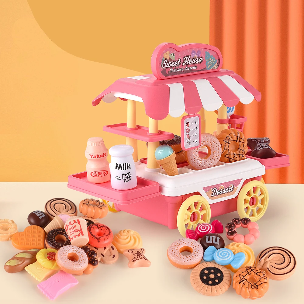 

Kids Simulation Food Kitchen Car Toy Pretend Play Cooking Toys Pot Interactive Play House Toys For Girls Miniature Ktchen Food