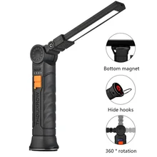 휴대용 COB LED 손전등, USB 충전식 작업등, 마그네틱 랜턴, 매달린 램프, 내장 배터리, 캠핑 토치