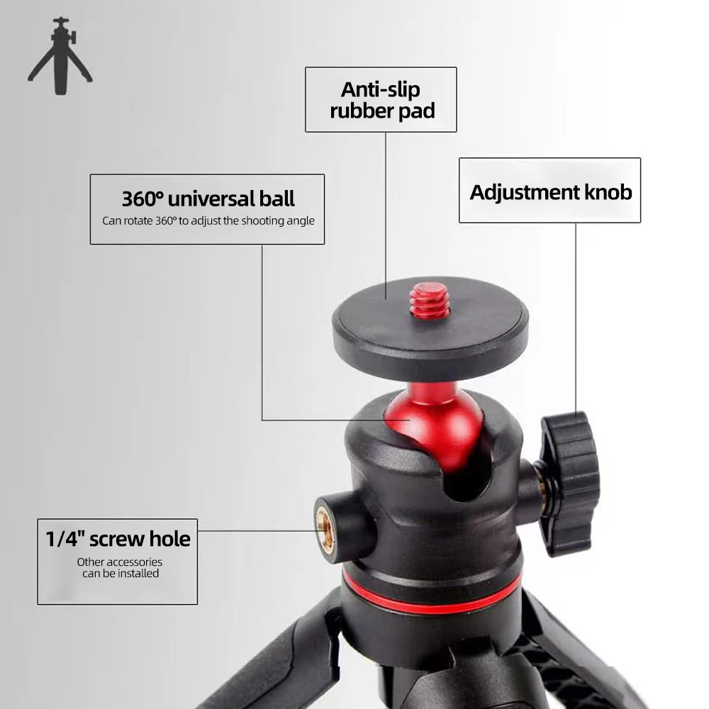 Extendable Mini Camera Tripod 360&deg; Ball Head Portable Vlog Travel Selfie Stick Handle Grip for GoPro Insta360 DJI SLR