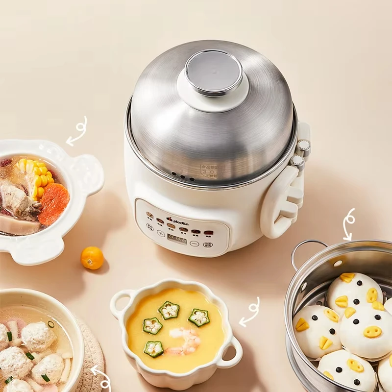 1.6L Electric Rice Cooker Multicooker Foldable Handle Cooking Pot Mini Hotpot Pan Soup Baby Food Pot Kitchen 600W