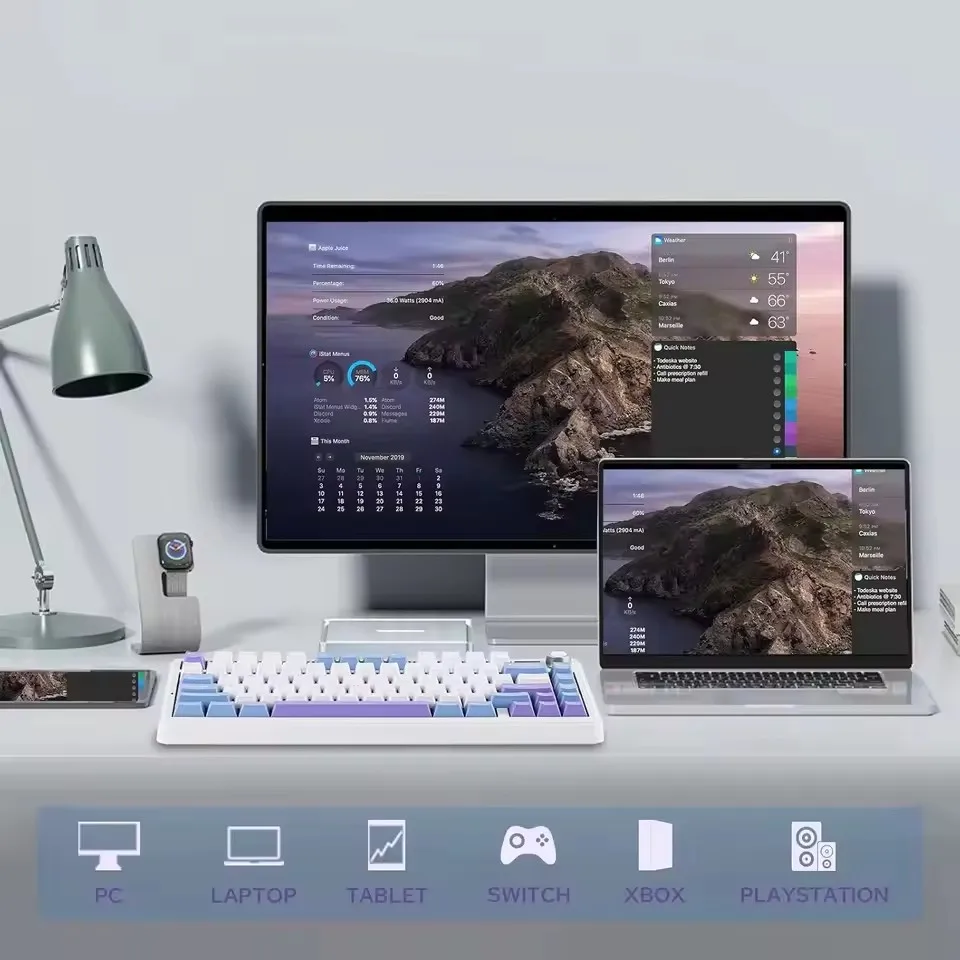 AULA F75 MAX Mechanical Keyboard with TFT Screen Knob Wireless Tri-Model Hot-Swap RGB 75% Layout 81Keys E-sports Gaming Keyboard