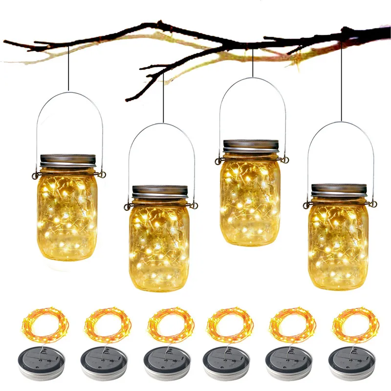 

Solar Power Mason Jar Lid Lights 2M 20 LEDs Fairy Firefly Jar Lids Lamp for Holiday Party Wedding Patio Lawn Garden Decoration