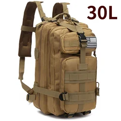 Waterproof Tactical Outdoor Backpack - Durable 1000D Nylon, 30L/50L Capacity for Camping, Hiking, and Sports Adventures (Khaki (30L))