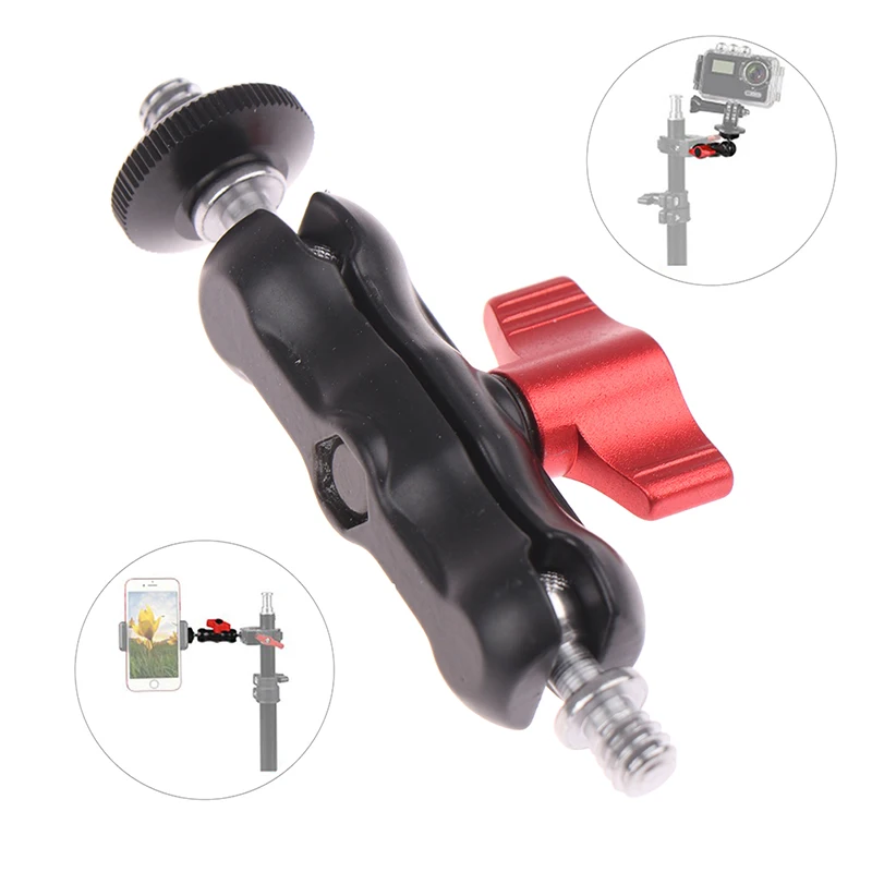 1PC Double Ball Head Shoe Mount Adapter Magic Arm 1/4" Screw Portable GPS Phone LCD Monitor DV Video Light Stand | Электроника
