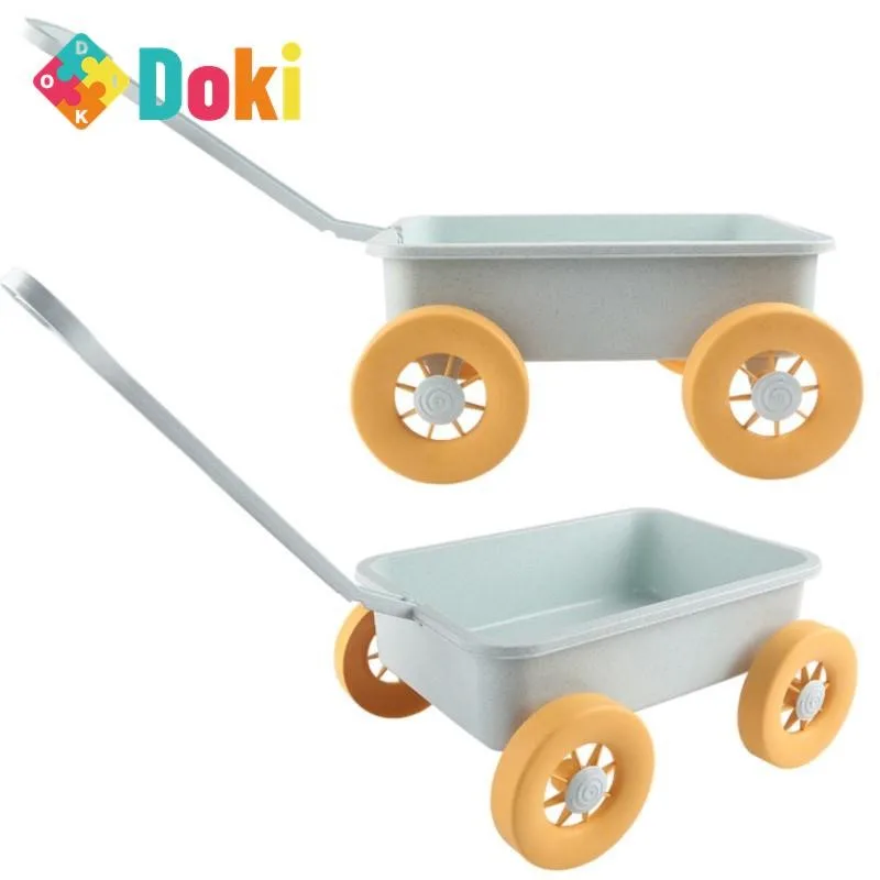 Seashore Beach Outdoor Clinker Toy Hand Pulled Truck Wheat Straw Bulldozer Sliding Little Boy Car Summer Toy