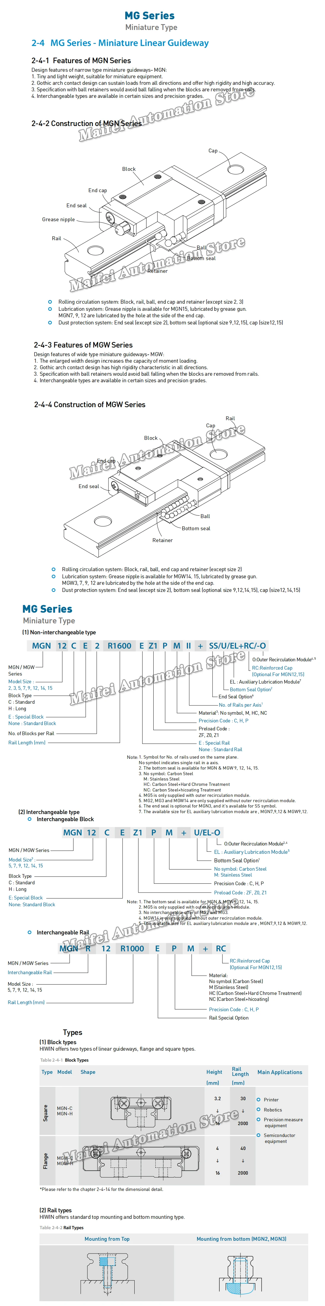 Original Taiwan HIWIN Linearführungsschiene MGN15 MGN15C MGN15H Gleitblock Breite 15mm Schiene 100mm-600mm für 3D-Drucker – Detail 2