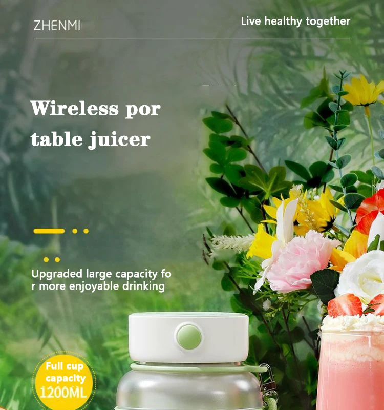 Description Picture 2 of itemMI TonTon Portable Juicer Cup 1200ML Juicer Mixer Electric Mini Blender Fruit Vegetables Quick Juicing Kitchen Food Processor