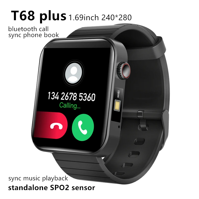 T68 Mens Smart Watches Body Temperature Heart Rate Monitor SPO2 Blutooth Call Flashlight Sports Watch Clock Gift for Men Women 