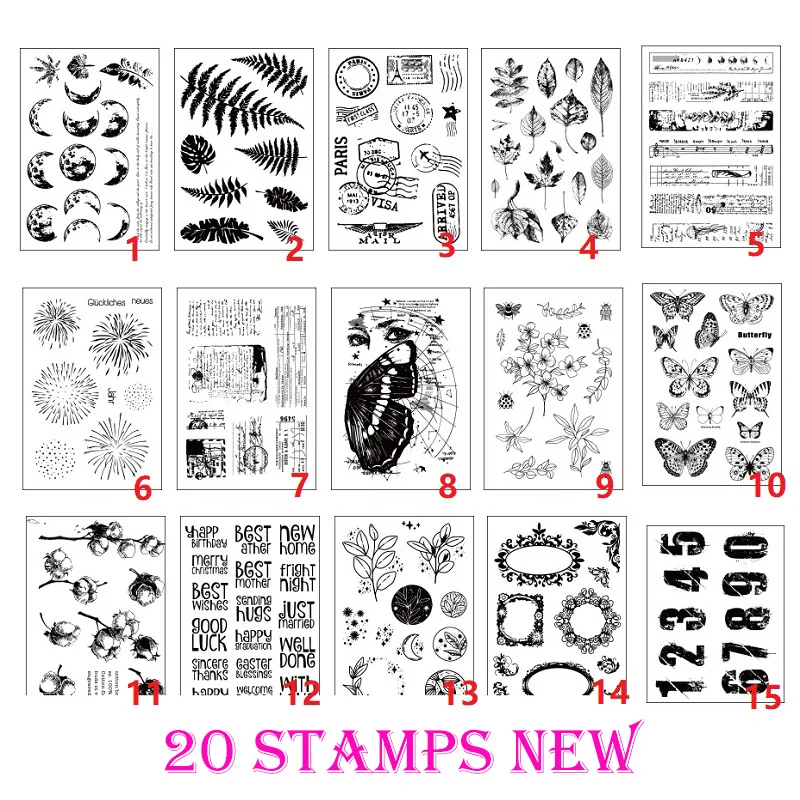 Moon Leaves Number Silicone Craft Background Clear Silicone Stamps for DIY Scrapbooking Card Making Decoration Supplies Crafts