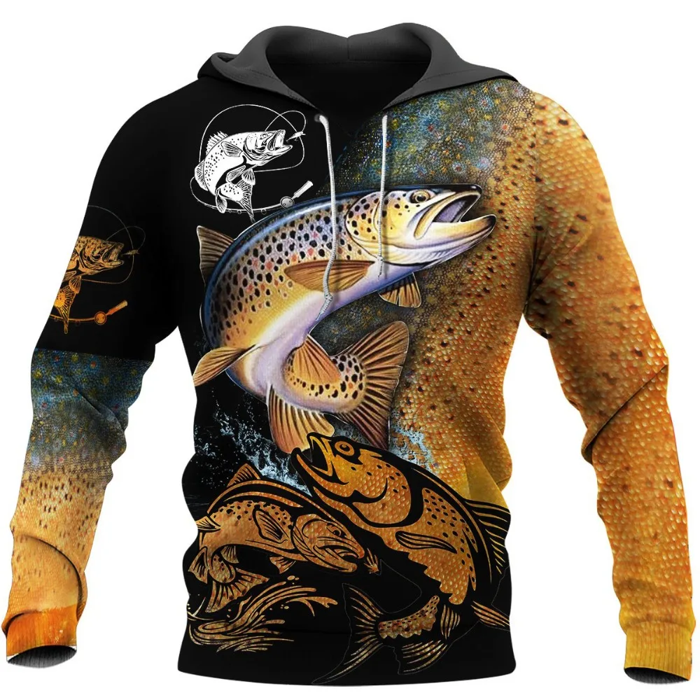 Hooded Sweatshirt Fashion Men Hoodie Carp Fishing 3D Printed Harajuku Sweatshirt