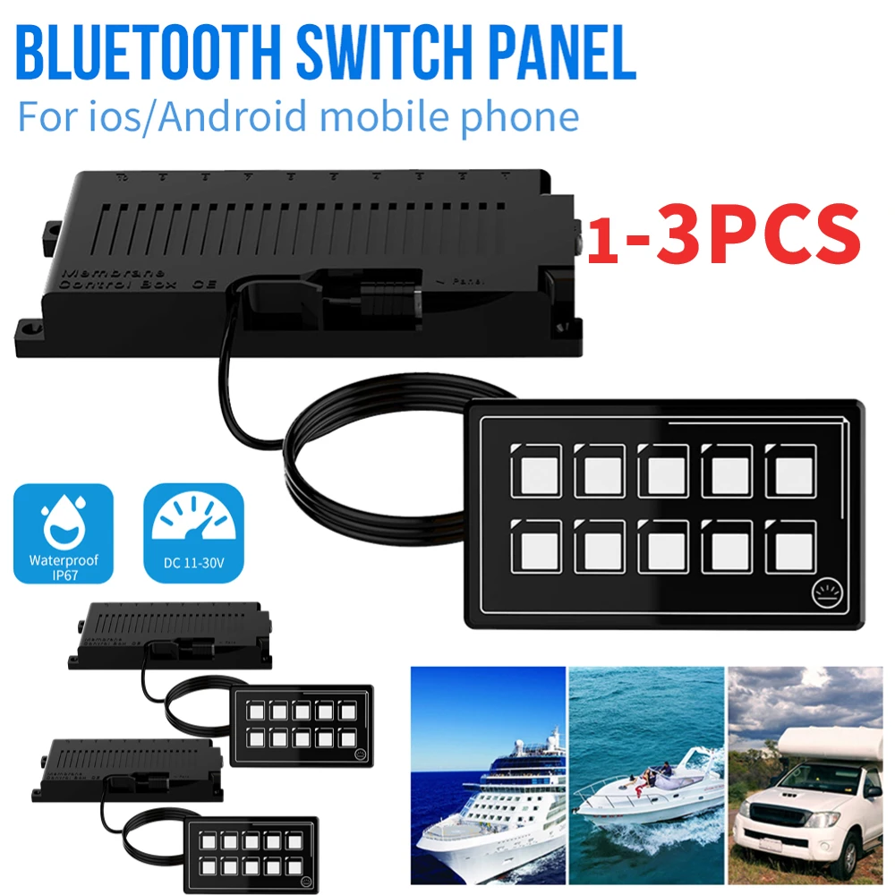 1 3PCS APP/Bluetooth Control RV Switch Panel Waterproof 10 Gang Car ...