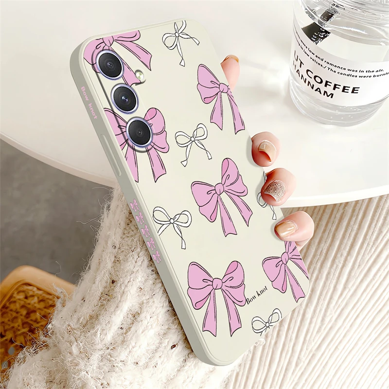Shockproof Soft Silicone Phone Case with Pink Bow Knot Design