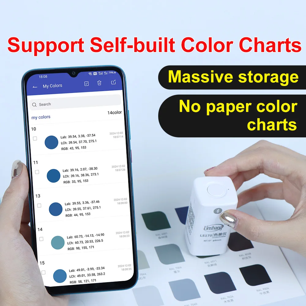 Portable Colorimeter for Coating Color Checker Pantone Ncs Ral Cmyk 45&deg;/0&deg; LS170