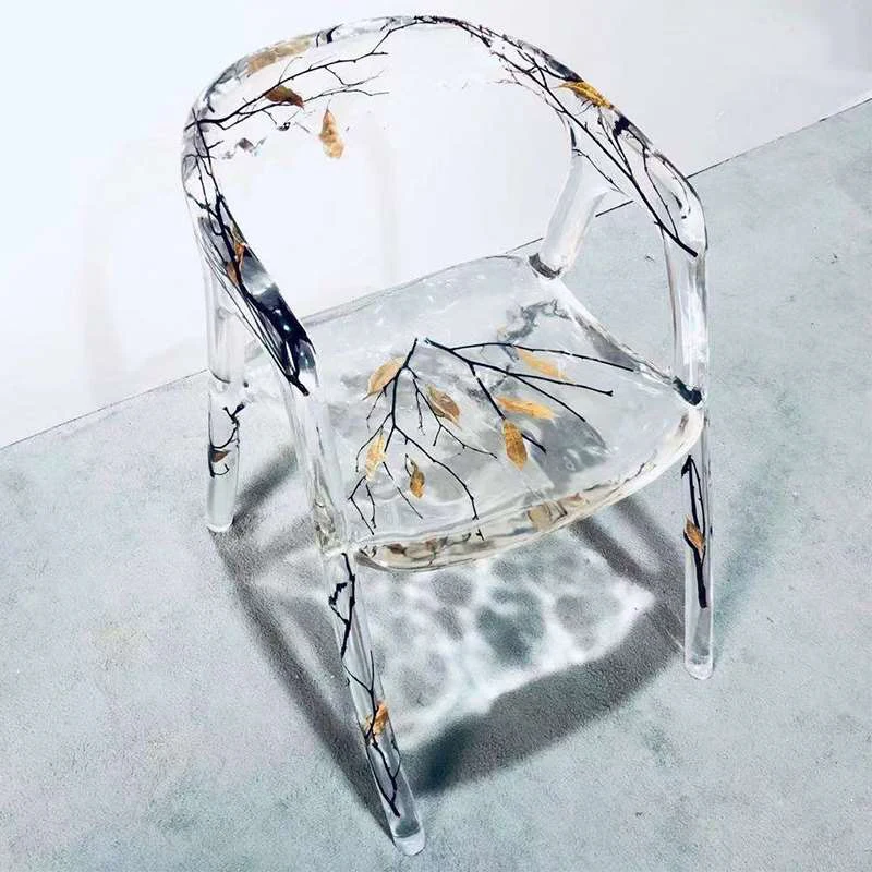 

Transparent epoxy chair special-shaped acrylic droplet leaf leisure crystal