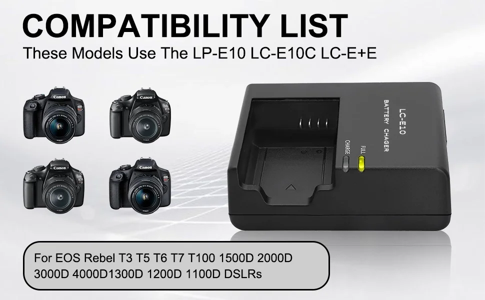 KUTOU New LC-E10C Camera Battery Charger For Canon LP-E10 Battery EOS 1100D 1200D 1300D KISS X50 X70 X80 Rebel T3 T5 T6 Cameras