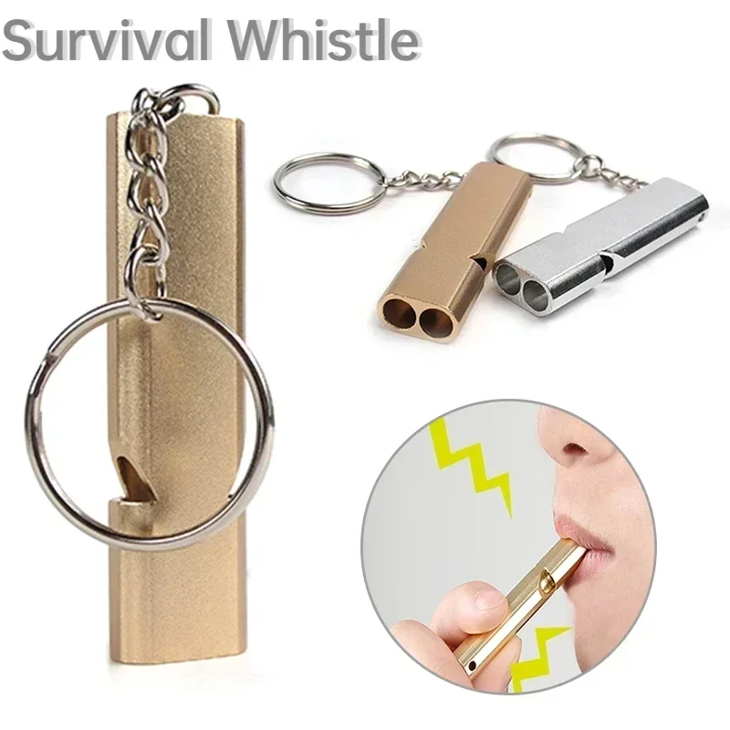 Sifflet EDC aluminium pour survie outdoor - Accessoire clé pêche randonnée camping décibels élevés
