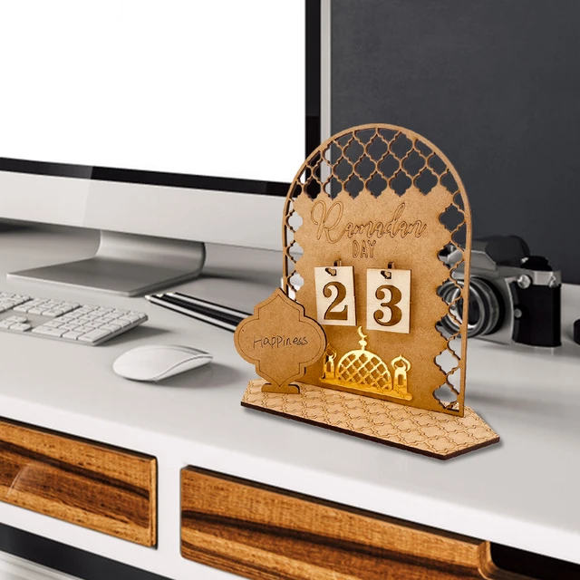 Ramadan Advent Calendar Handmade Wooden Creative Calendar for Home Bedroom  Table