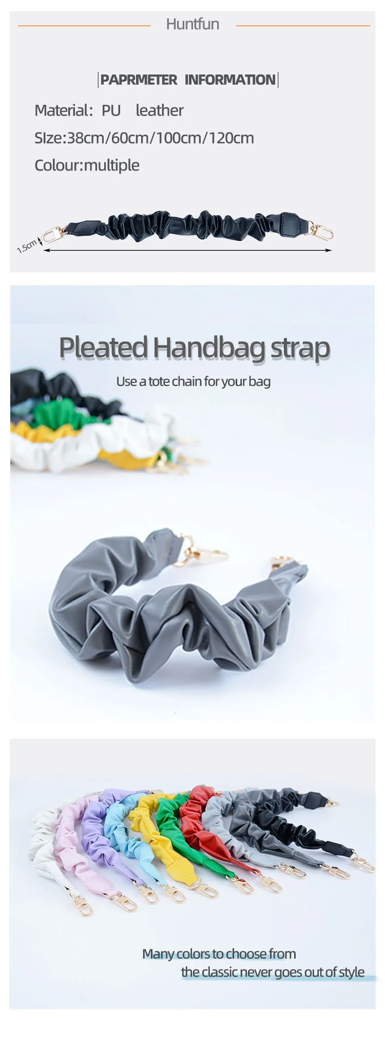 New Wrinkled Bag Leather Pleated Straps Short Long Folds Handles Shoulder Underarm Strap Replacements Crossbody Bag Accessories
