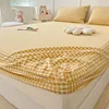 Washed Cotton Fitted Sheet Non Slip Fitted Sheet Elastic Band Around Mattress Cover Bed Cover And Pillowcase 4