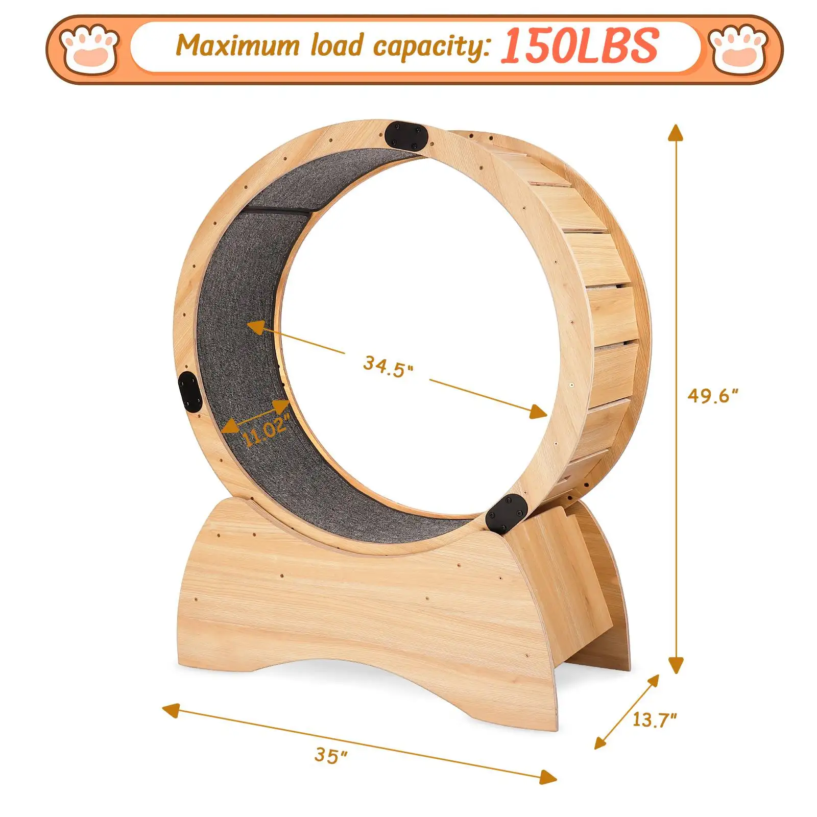 US stock wooden cat treadmill cat scratching roller treadmill exercise and fitness toys pet furniture Pet Supplies