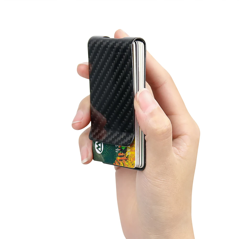 Black Twill Carbon Fiber Pocket Wallet Slim RFID Cash Clip Credit Card Holder for Men Bussiness Gift credit card holder carbon fiber wallet