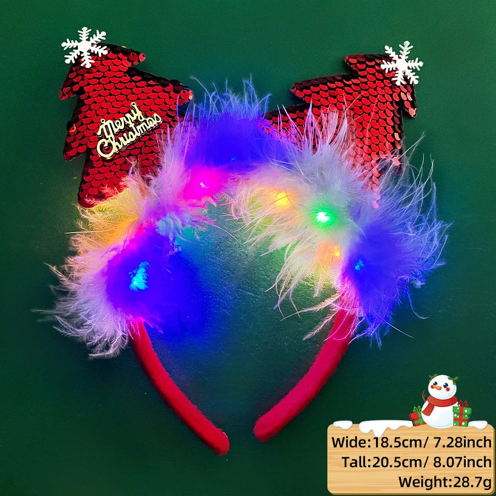 Description Picture 4 of item2025 Led Christmas Antler Headband Reindeer Light Up Headband Hair Hoop Children Party Costume Decoration